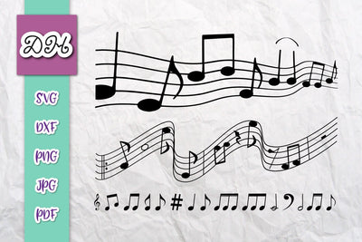 Musical Notes Melody Music Staff Print & Cut SVG Digitals by Hanna 