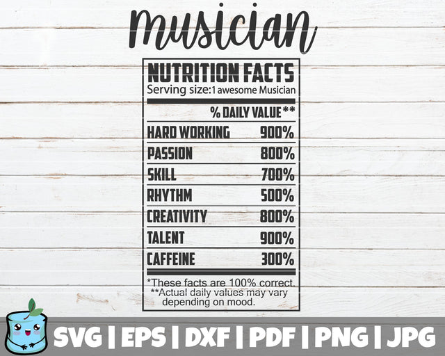 Musician Nutrition Facts SVG MintyMarshmallows 