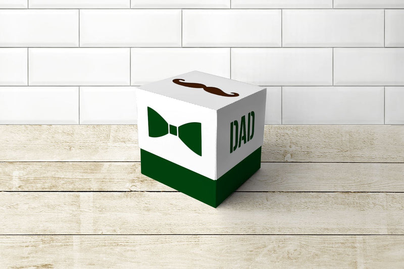Mustache Dad Cube Box With Lid SVG 3D Paper Risa Rocks It 