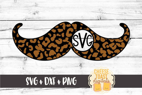 Mustache Monogram - Leopard Print - Valentine's Day SVG PNG DXF Cutting Files SVG Cheese Toast Digitals 