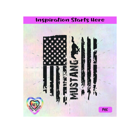 Mustang Horse Flag | Vertical, VS2 - Transparent PNG SVG DXF - Silhouette, Cricut, ScanNCut SVG Aint That Sweet 