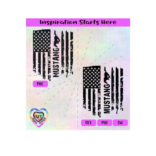 Mustang Horse Flag | Vertical, VS2 - Transparent PNG SVG DXF - Silhouette, Cricut, ScanNCut SVG Aint That Sweet 