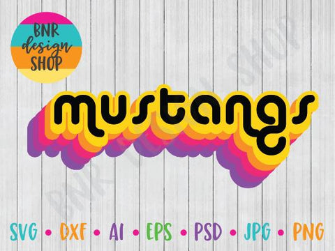 Mustangs SVG File, Retro Sports SVG, SVG Cut File for Cricut Cutting Machines and Vinyl Crafting SVG BNRDesignShop 