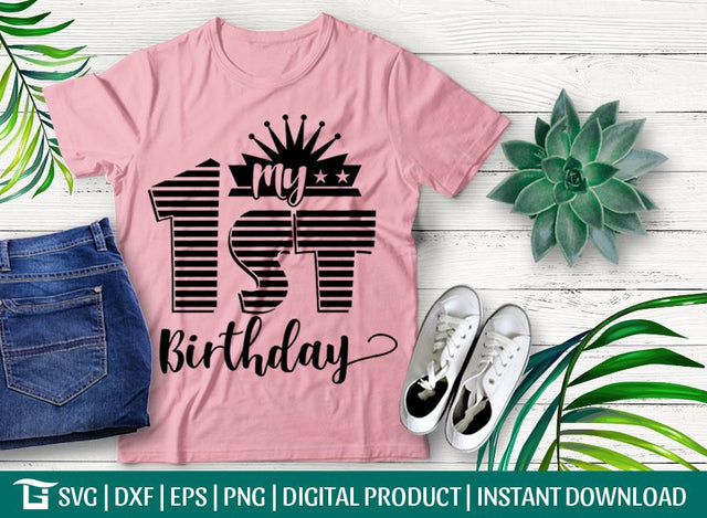 My 1st Birthday Svg Cut File, Baby Birthday Svg, Birthday Party Svg, Happy Birthday Svg, Tshirt Design, SVG ETC Craft 