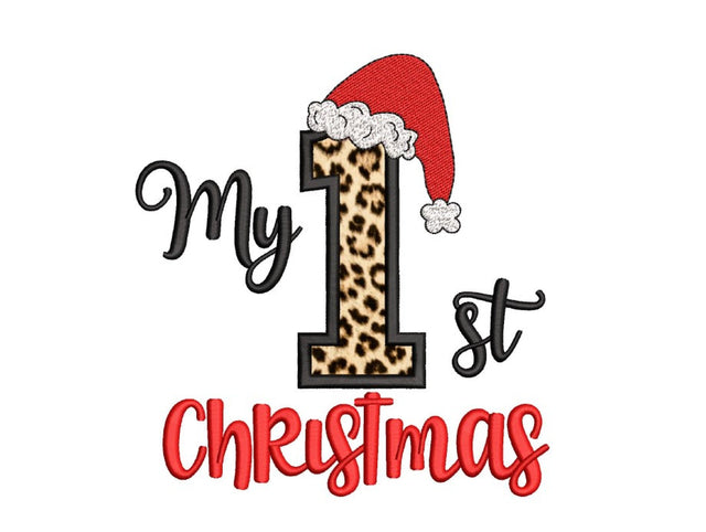 My 1st Christmas Applique Embroidery Design, My First Christmas Embroidery File, 3 sizes, Instant Download Embroidery/Applique DESIGNS Nino Nadaraia 