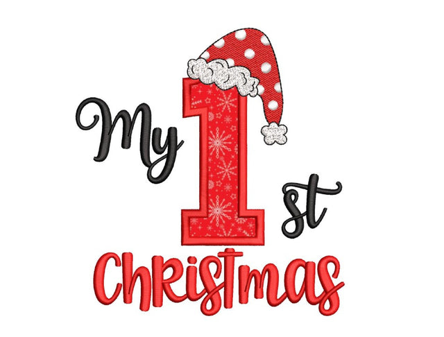 My 1st Christmas Applique Embroidery Design, My First Christmas Embroidery File, 3 sizes, Instant Download Embroidery/Applique DESIGNS Nino Nadaraia 