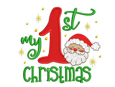 My 1st Christmas Embroidery Design, 5 Sizes, Instant Download Embroidery/Applique DESIGNS Nino Nadaraia 