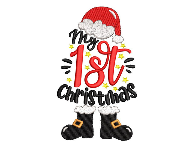 My 1st Christmas Embroidery Design, Baby First Christmas Embroidery File, 4 Sizes, Instant Download Embroidery/Applique DESIGNS Nino Nadaraia 