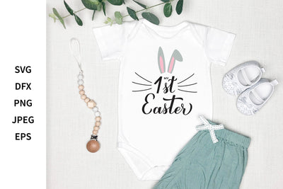 My 1st Easter. Baby first Easter lettering. Cute bunny ears SVG LaBelezoka 