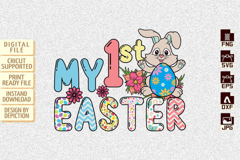 My 1st Easter T-Shirt, Easter Bunny Shirt, Easter Day Rabbit Shirt, Easter Bunny Egg, Flower Shirt Print Template Sketch DESIGN Depiction Studio 