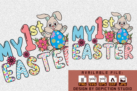 My 1st Easter T-Shirt, Easter Bunny Shirt, Easter Day Rabbit Shirt, Easter Bunny Egg, Flower Shirt Print Template Sketch DESIGN Depiction Studio 