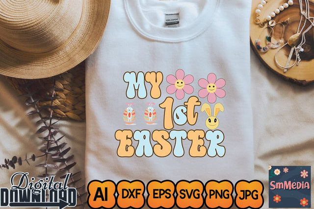 My 1st Easter,Retro Easter SVG Bundle, Easter Svg files, Spring Svg, Easter Quotes, Cut Files, Cricut file, Smiley svg, Easter cut files, Easter svg SVG Newmockups 