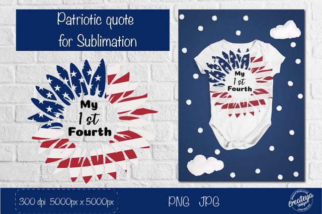 My 1st fours, American sunflower, Sunflower US flag Sublimation Createya Design 