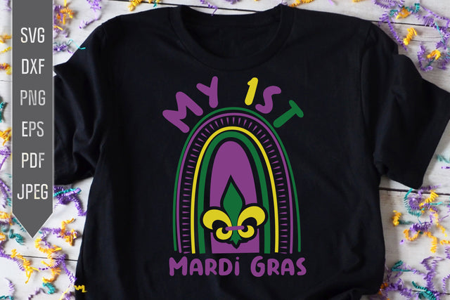 My 1st Mardi Gras Svg. Baby Mardi Gras Svg. Mardi Gras King Cake Svg. Newborn Mardi Gra Celebration. Cricut, Silhouette dxf, png SVG Mint And Beer Creations 
