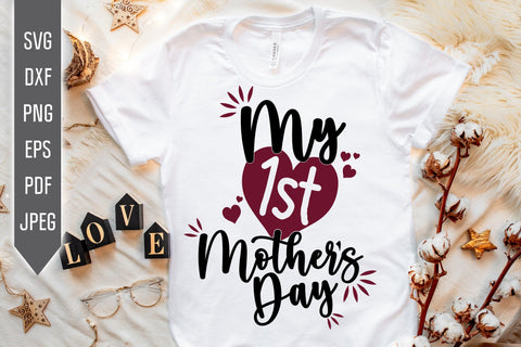 My 1st Mother's Day Svg. Mother's Day Design. My First Mothers Day Svg. Mother Svg. Baby Onesie Svg. Newborn Baby Shirt. New Mom Png SVG Mint And Beer Creations 