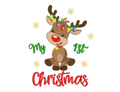 My 1st Reindeer Christmas Embroidery Design, My First Christmas Embroidery File, 2 Sizes, Instant Download Embroidery/Applique DESIGNS Nino Nadaraia 