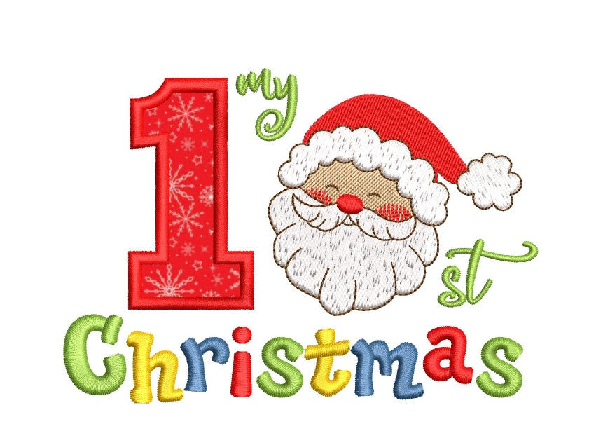 My 1st Santa Christmas Applique Embroidery Design, My First Christmas ...