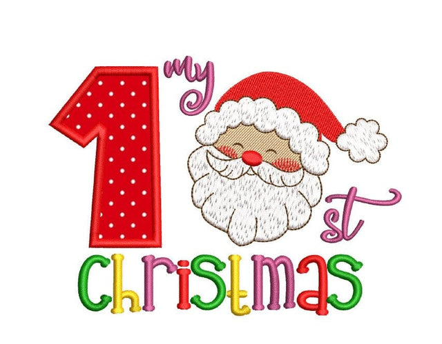 My 1st Santa Christmas Applique Embroidery Design, My First Christmas Embroidery File, 5 sizes, Instant Download Embroidery/Applique DESIGNS Nino Nadaraia 