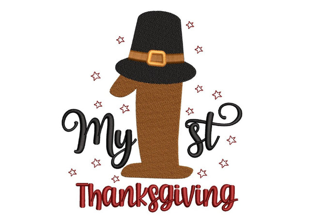 My 1st Thanksgiving Embroidery Design, My First Baby Turkey Embroidery Design, 4 sizes, Instant Download Embroidery/Applique DESIGNS Nino Nadaraia 