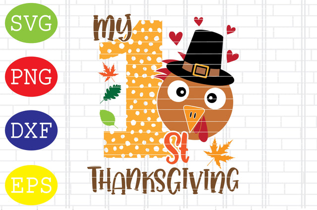 My 1st Thanksgiving Svg, Turkey Face Svg, Thanksgiving Svg, Welcome Fall Svg, Hello Fall Svg, Pumpkin Svg, Autumn Svg SVG DigitalSvgFiles 