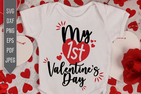 My 1st Valentine's Day Svg. Valentine's Day Design. My First Valentines Day Svg. Valentine Svg. Baby Shirt Svg. Newborn Baby Shirt. SVG Mint And Beer Creations 