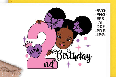 My 2nd Birthday Svg, Afro Girl Svg, Second Birthday Gift, Black Girl Svg Peekaboo Girl Svg, Baby Birthday, Two Year Old, African American SVG 1uniqueminute 