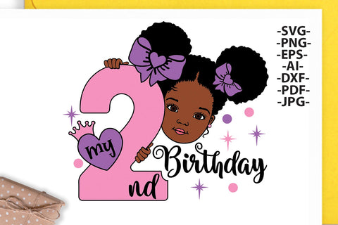 My 2nd Birthday Svg, Afro Girl Svg, Second Birthday Gift, Black Girl Svg Peekaboo Girl Svg, Baby Birthday, Two Year Old, African American SVG 1uniqueminute 