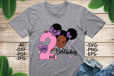 My 2nd Birthday Svg, Afro Girl Svg, Second Birthday Gift, Black Girl Svg Peekaboo Girl Svg, Baby Birthday, Two Year Old, African American SVG 1uniqueminute 