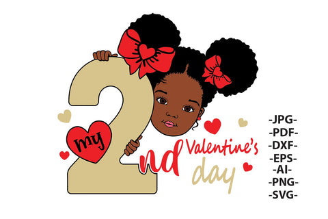 My 2nd Valentine Day Svg, Heart svg, Afro girl Svg, Afro Woman Valentine Svg, Valentine afro girl, Peekaboo girl Svg, Black Beauty baby SVG 1uniqueminute 