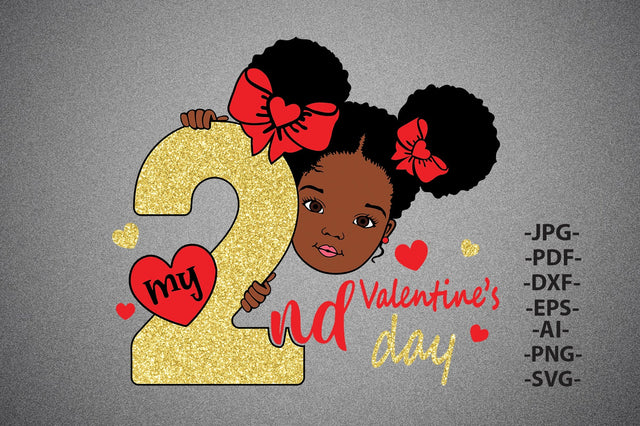 My 2nd Valentine Day Svg, Heart svg, Afro girl Svg, Afro Woman Valentine Svg, Valentine afro girl, Peekaboo girl Svg, Black Beauty baby SVG 1uniqueminute 