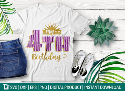 My 4th Birthday Svg Cut File, Baby Birthday Svg, Princess Birthday Party Svg, Kids Svg, Tshirt Design, SVG ETC Craft 