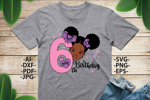 My 6th Birthday Svg, Afro Girl Svg, Birthday gift, Crown Svg, Baby Birthday Svg, Seven years old, African American, Peekaboo girl Svg, Svg files SVG 1uniqueminute 