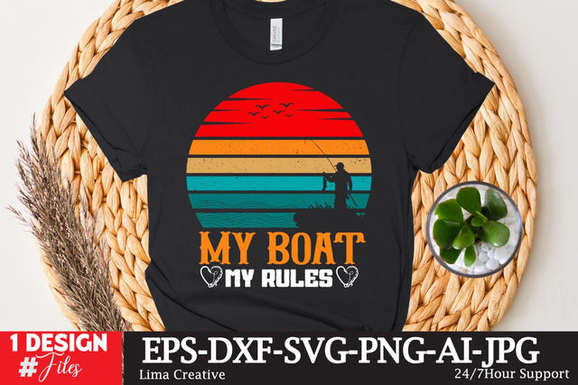 My Boat My Rules SVG Cute File, Fishing retro T-shirt Design, Fishing Sublimation PNG, Fishing Retro Vintage T-shirt Design, Fishing Clip Art,Fishing SVG Bundle SVG Insomnia Std 