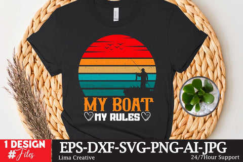 My Boat My Rules SVG Cute File, Fishing retro T-shirt Design, Fishing Sublimation PNG, Fishing Retro Vintage T-shirt Design, Fishing Clip Art,Fishing SVG Bundle SVG Insomnia Std 