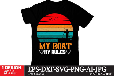 My Boat My Rules SVG Cute File, Fishing retro T-shirt Design, Fishing Sublimation PNG, Fishing Retro Vintage T-shirt Design, Fishing Clip Art,Fishing SVG Bundle SVG Insomnia Std 