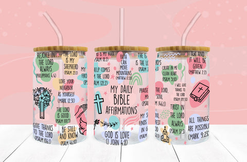 My Daily Bible Verse Affirmations SVG 16 oz Libbey Glass Can Wrap SVG Freeling Design House 