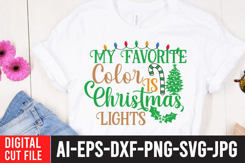 My Favorite Color is Christmas Lights SVG Cut File SVG BlackCatsMedia 