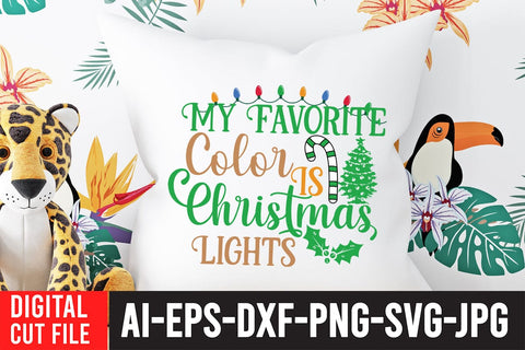 My Favorite Color is Christmas Lights SVG Cut File SVG BlackCatsMedia 