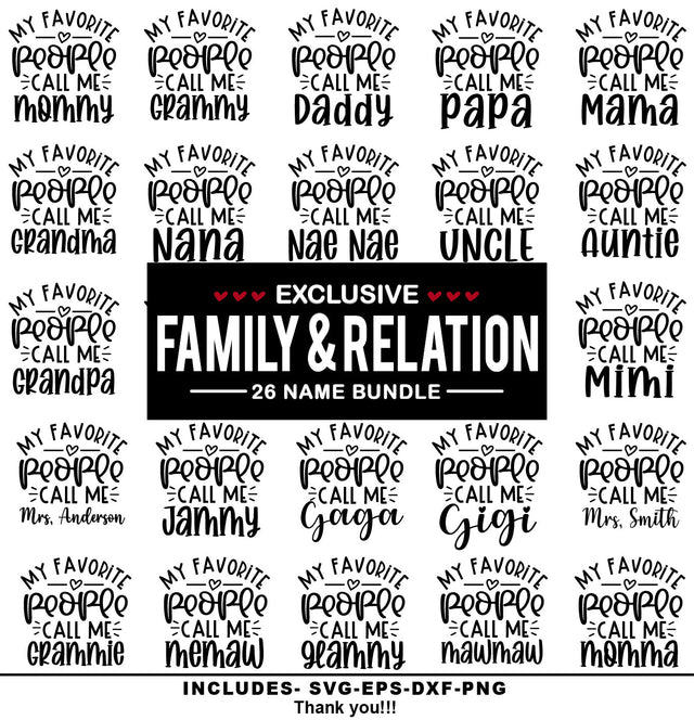 My favorite people call me svg bundle, Family and relation t shirt bundle, Family t shirt svg bundle, Whole family t shirt svg, mom t shirt, auntie t shirt, papa t shirt sv SVG Isabella Machell 