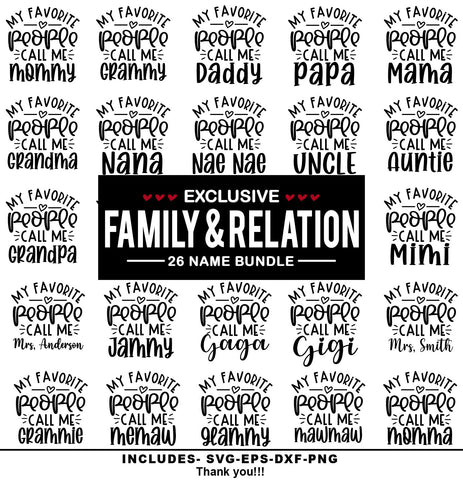 My favorite people call me svg bundle, Family and relation t shirt bundle, Family t shirt svg bundle, Whole family t shirt svg, mom t shirt, auntie t shirt, papa t shirt sv SVG Isabella Machell 
