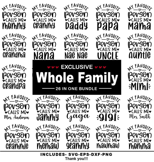 My favorite person calls me svg bundle, Family t shirt svg bundle, Whole family t shirt svg, mom t shirt, auntie t shirt, papa t shirt svg SVG Isabella Machell 