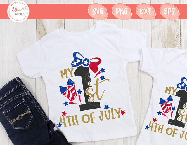 My First 4th Of July Bow/ 1st 4th Of July - SVG, PNG, DXF, EPS SVG Elsie Loves Design 