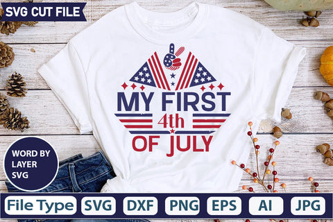 My First 4th Of July Svg Cut File, SVG Patriotic Fighter Pilot Aviator Sunglasses Stars Stripes Clipart Clip Art Sublimation or Vinyl Shirt Design SVG DesignPlante 503 