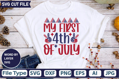 My First 4th Of July Svg Cut File, SVG Patriotic Fighter Pilot Aviator Sunglasses Stars Stripes Clipart Clip Art Sublimation or Vinyl Shirt Design SVG DesignPlante 503 