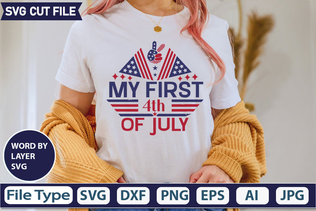 My First 4th Of July Svg Cut File, SVG Patriotic Fighter Pilot Aviator Sunglasses Stars Stripes Clipart Clip Art Sublimation or Vinyl Shirt Design SVG DesignPlante 503 
