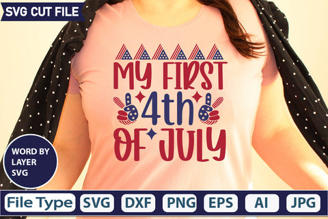 My First 4th Of July Svg Cut File, SVG Patriotic Fighter Pilot Aviator Sunglasses Stars Stripes Clipart Clip Art Sublimation or Vinyl Shirt Design SVG DesignPlante 503 