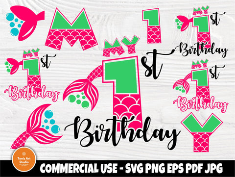 My First Birthday SVG, Mermaid Birthday Svg Files SVG TonisArtStudio 