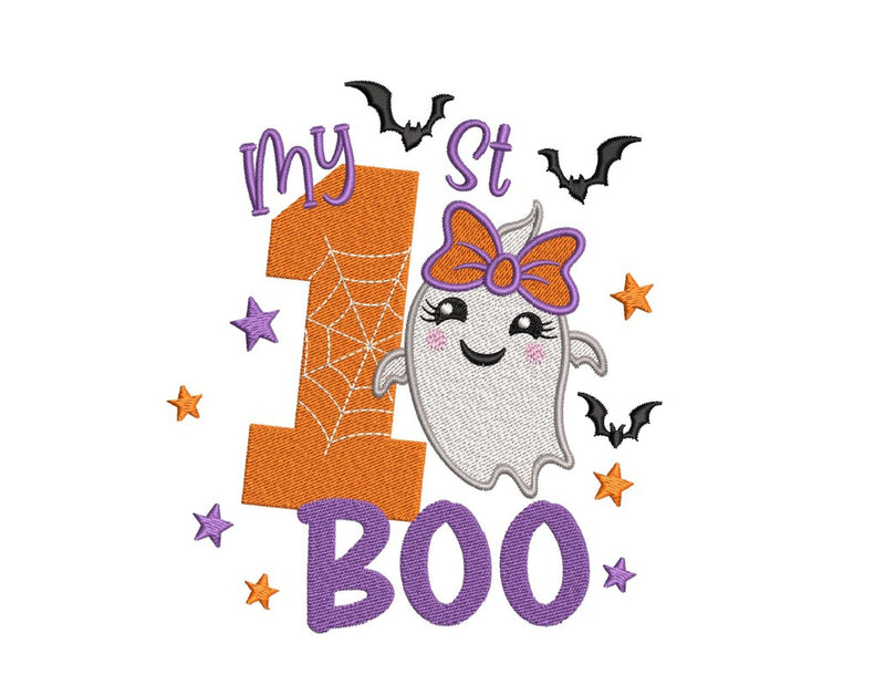 My First Boo Embroidery Design, Helloween Embroidery Design, 3 sizes, Instant Download Embroidery/Applique DESIGNS Nino Nadaraia 