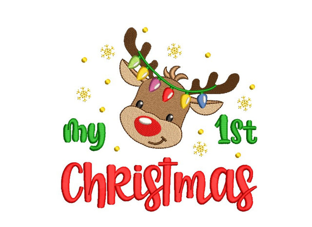 My First Christmas Deer Embroidery Design, 4 sizes, Instant Download Embroidery/Applique DESIGNS Nino Nadaraia 