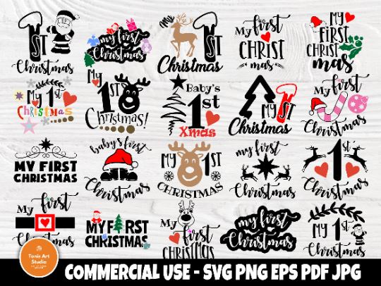 My first christmas SVG | Svg bundle | My 1st christmas | Christmas svg | Cricut and silhouette cut files | Cutting files | Svg designs SVG TonisArtStudio 